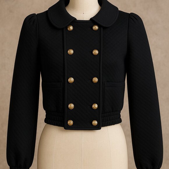 🖤 Juicy Couture Y2K Quilted Jacket Black | Gold Buttons | Size S - Picture 10 of 10